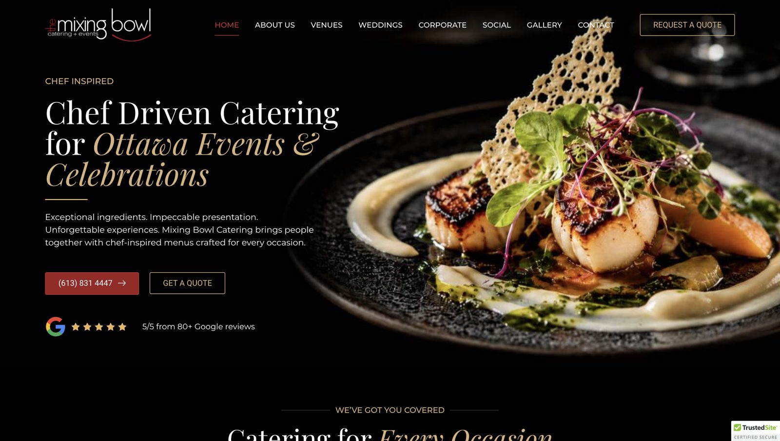 Mixing Bowl Catering website after the Forward Web Craft redesign