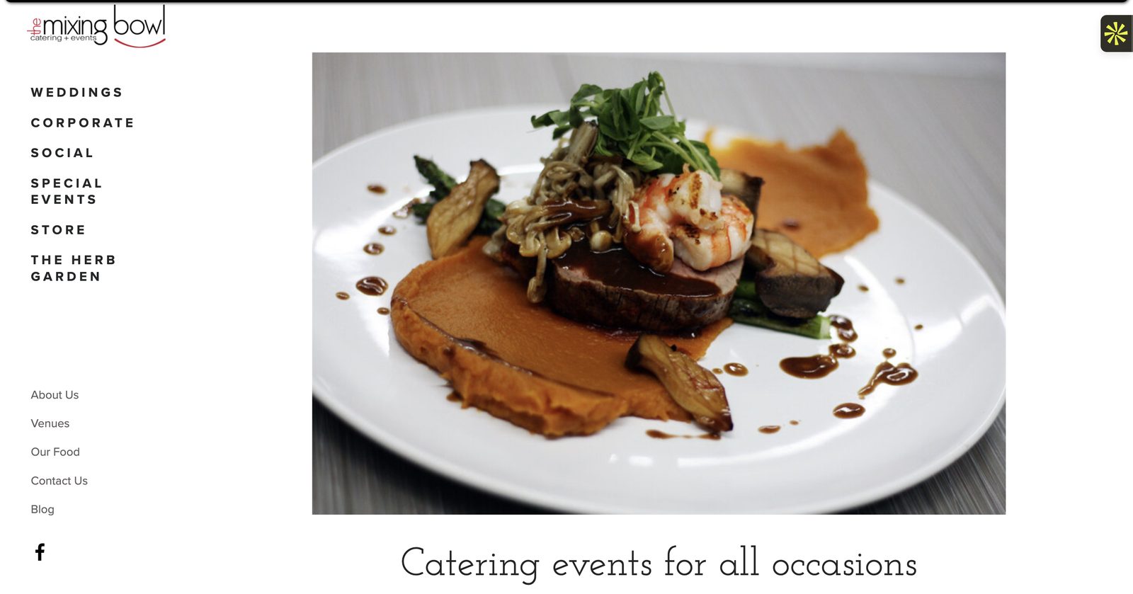 Mixing Bowl Catering website before the redesign