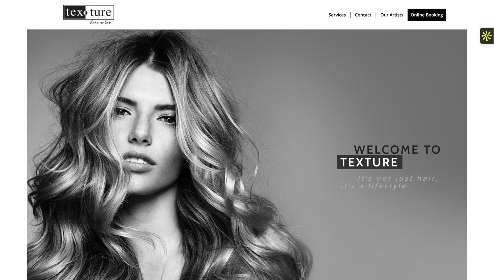 Texture Hair Salon website before the redesign