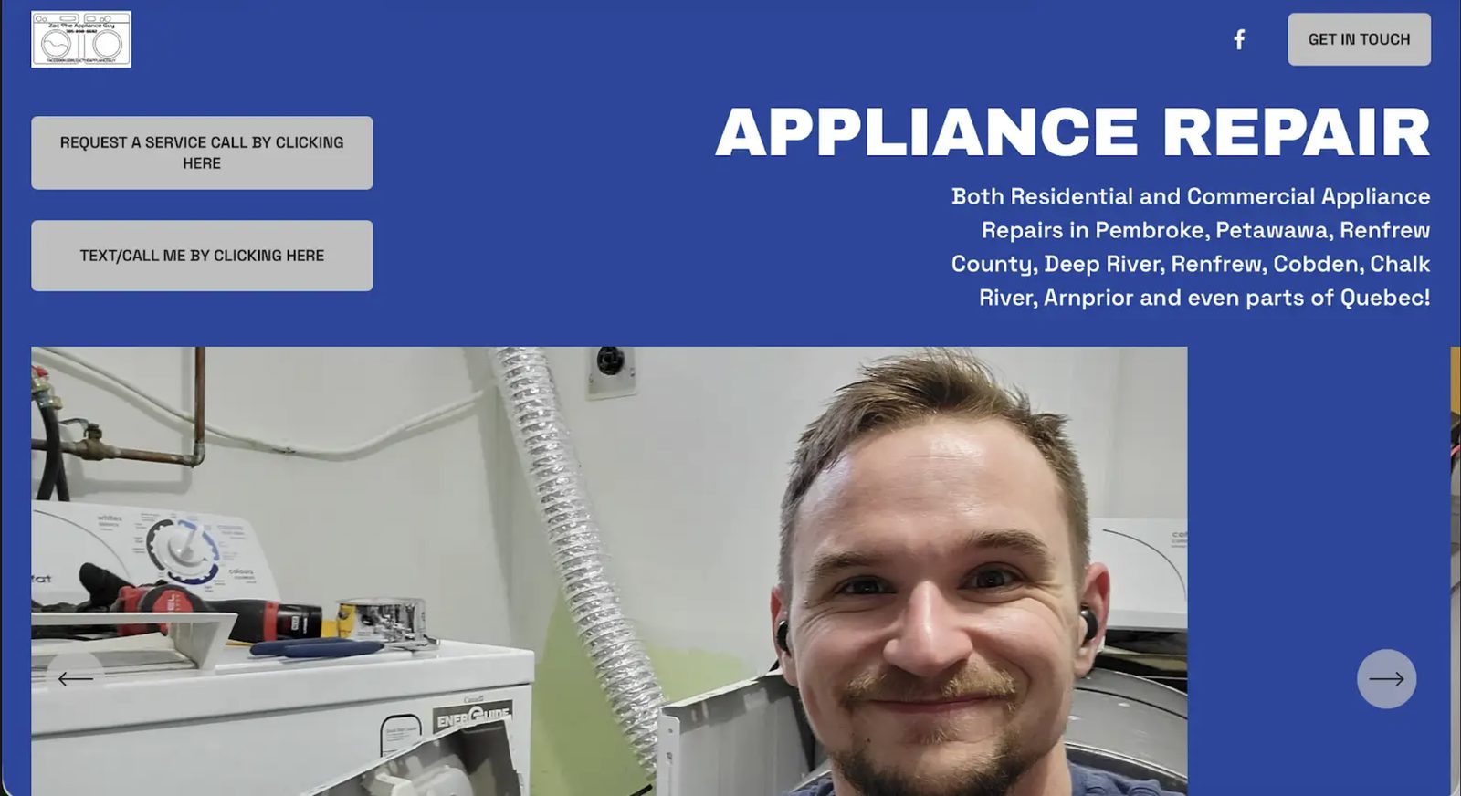 Zac The Appliance Guy website before the redesign